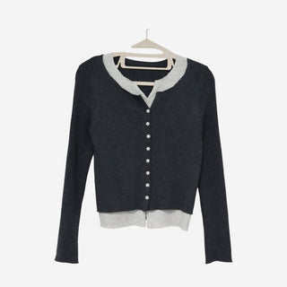 Two-tone layered style cardigan