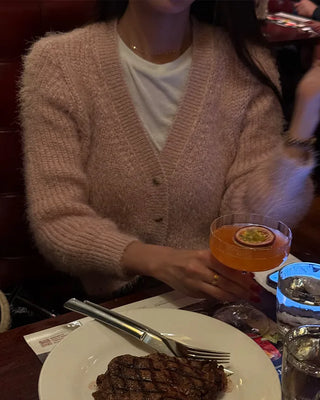 Angora V-neck cardigan