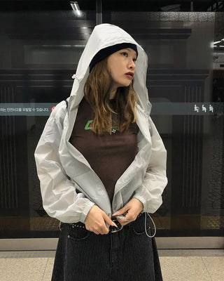 See-through semi-cropped windbreaker
