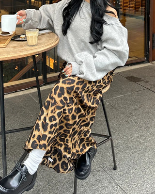 Big leopard mermaid maxi skirt