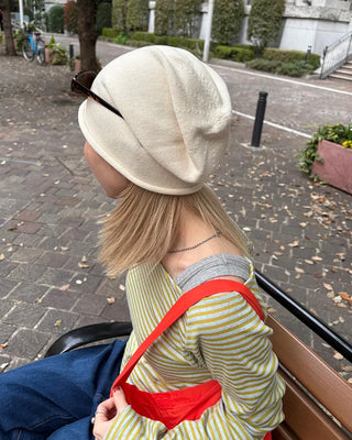 Rolled hem knit beanie