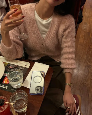 Angora V-neck cardigan