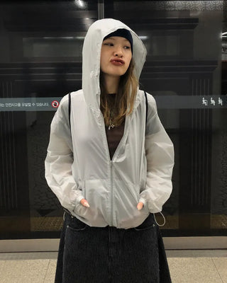 See-through semi-cropped windbreaker