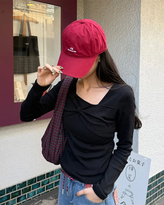 Bust Ribbon Point Square Neck T-Shirt