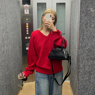 V-neck oversized knit