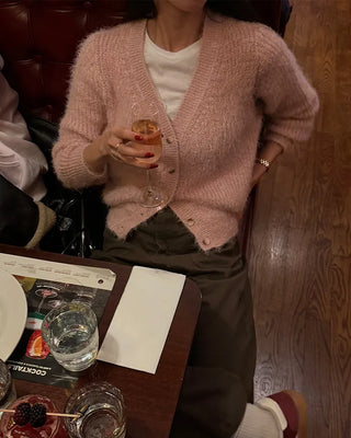 Angora V-neck cardigan