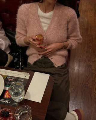 Angora V-neck cardigan
