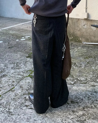 Striped belt slacks