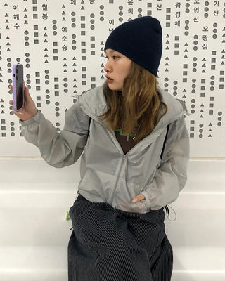 See-through semi-cropped windbreaker