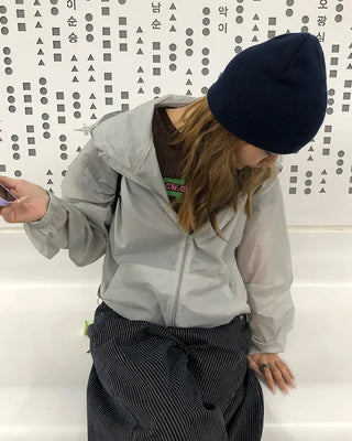 See-through semi-cropped windbreaker