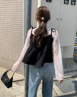 Ribbon Shirring Camisole Blouse