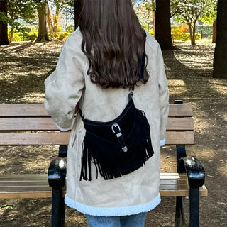 Tassel suede bag