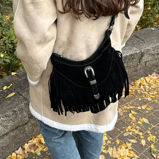 Tassel suede bag