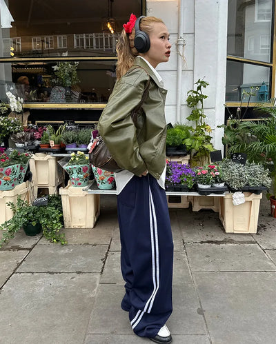 Center pleat jogger track pants