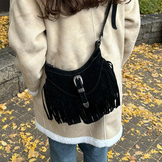 Tassel suede bag