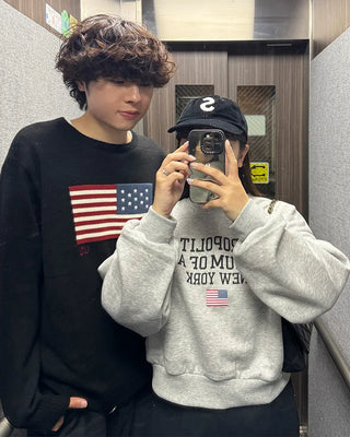 Brushed fleece USA lettering sweatshirt