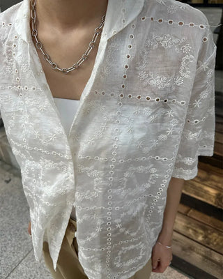 Heart embroidered shirt