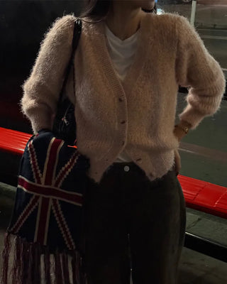 Angora V-neck cardigan
