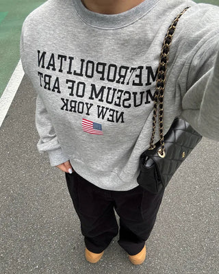 Brushed fleece USA lettering sweatshirt