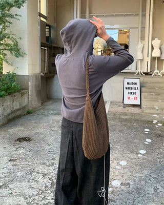 Diagonal Button Waffle Cotton Hoodie