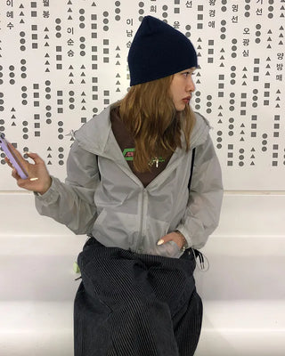 See-through semi-cropped windbreaker