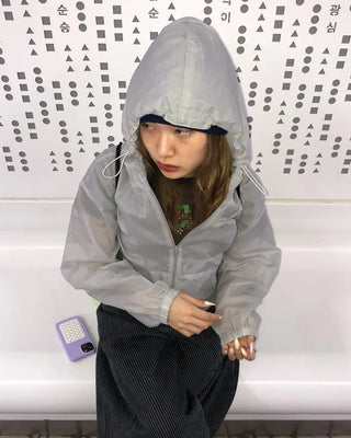 See-through semi-cropped windbreaker