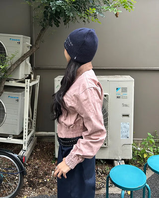 Slash pocket two-tone double-zip jacket