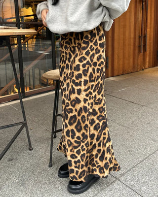 Big leopard mermaid maxi skirt