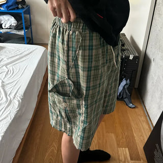 Tartan check cargo shorts