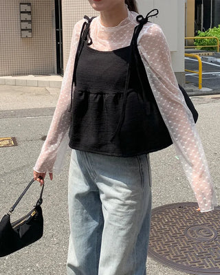 Ribbon Shirring Camisole Blouse