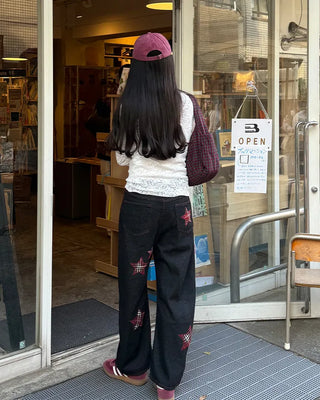 Checked Shirring Shoulder Bag