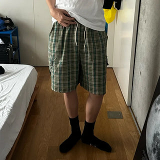 Tartan check cargo shorts
