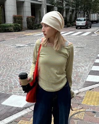 Rolled hem knit beanie
