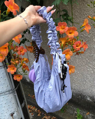 3-way double stripe gathered shoulder bag