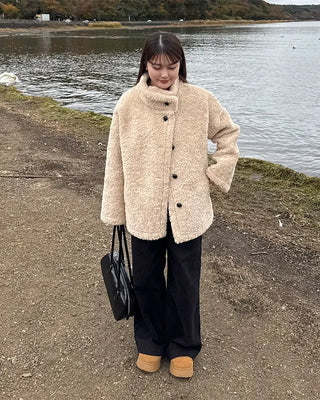 Fleece Button Point Half Coat