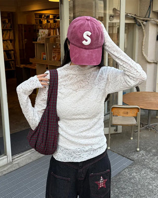 Checked Shirring Shoulder Bag