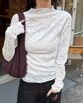Checked Shirring Shoulder Bag