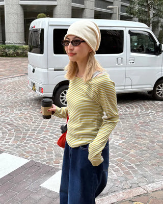 Rolled hem knit beanie