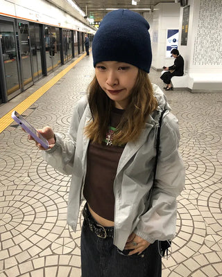 See-through semi-cropped windbreaker