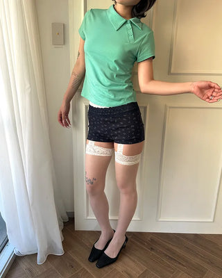 Unique Polo Neck Short Sleeve T-Shirt