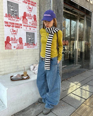 Round hem cotton long t-shirt