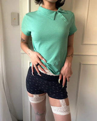 Unique Polo Neck Short Sleeve T-Shirt