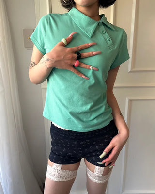 Wide Lace Waist Flower Rib Shorts