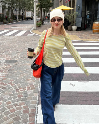 Hem snap wide denim pants