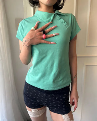 Unique Polo Neck Short Sleeve T-Shirt