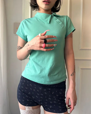 Unique Polo Neck Short Sleeve T-Shirt