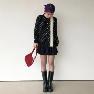 Ribbon bicolor mesh tote bag