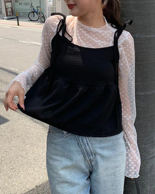 Ribbon Shirring Camisole Blouse