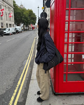 (Unisex) Drawstring Hem Bicolor Blouson