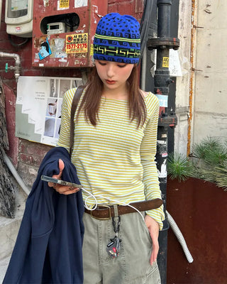 Striped long-sleeved T-shirt